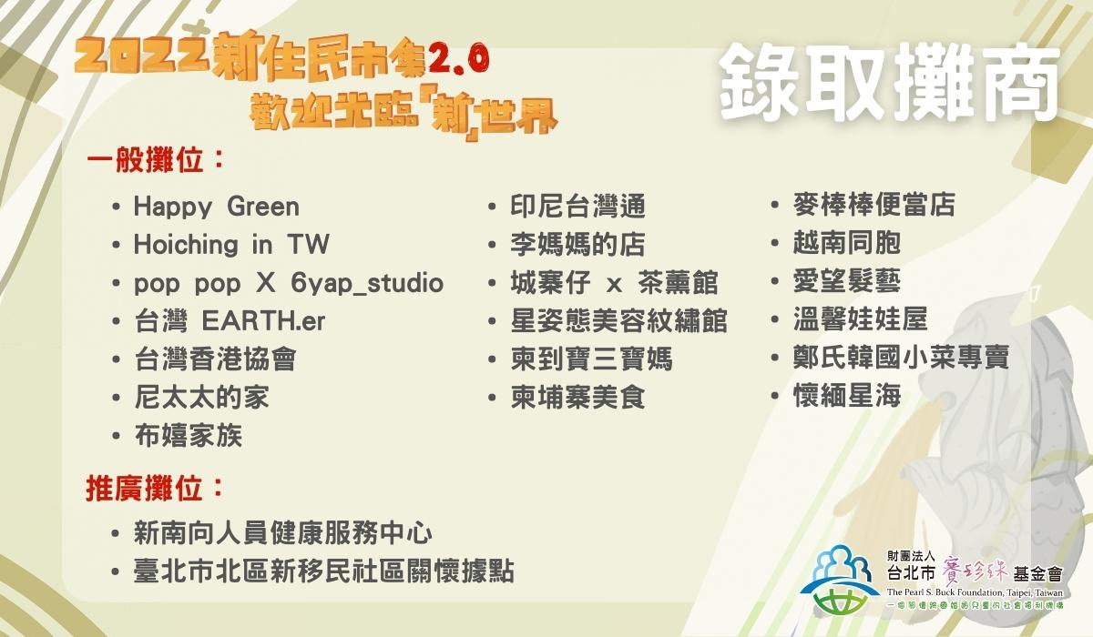 2022新住民市集2.0-攤商錄取公告(標題圖檔)